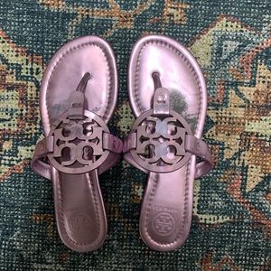 Purple metallic Tory Burch Miller Sandals